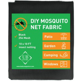 Black DIY Mosquito Net Fabric | 10x10 FT Netting | Insect Cover for Garden, Patio, Outdoor & Windows | Multiple Sizes in Black, White & Green | Raised Bed Screen Mesh Barrier