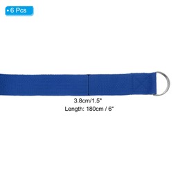 PATIKIL Yoga Strap for Stretching 6 Feet, 6Pcs Cotton Yoga Belt with Adjustable Metal D-Ring Buckle Stretch Bands for Fitness Pilates, Navy Blue