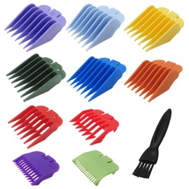 US! 10pcs Hair Clipper Trimmer Guards Set Cutting Guides for W*ahl Clippers Color Pro/Color Pro Plus/Chrome Pro, Size 1.5/3/4.5/6/10/13/16/19/22/25mm Color Coded Attachment Replacement
