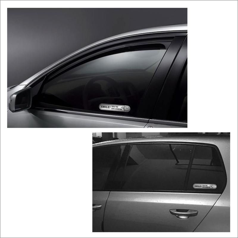 8 pieces Smile You're On Camera Stickers for Cars, Brushed