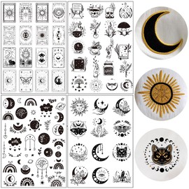 85 Pcs Water Soluble Embroidery Papers, Moon and Sun Theme Stick and Stitch Embroidery Papers Wash Away Wash Away Pre-Printed Sun Pattern Transfers, Customized Gift for Hand Sewing Lover Beginners