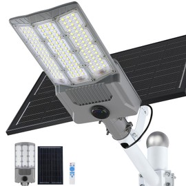 12000W Solar Street Light, Aluminum Commercial Parking Lot Lights with Motion Sensor, 6500K Dusk to Dawn Solar Lights Outdoor Waterproof, Heavy Duty Security Flood Light for Driveway Yard Court, Gray