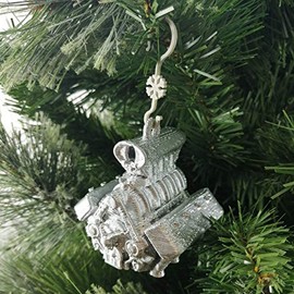 Jabtek V8 Engine Christmas Tree Bauble Silver