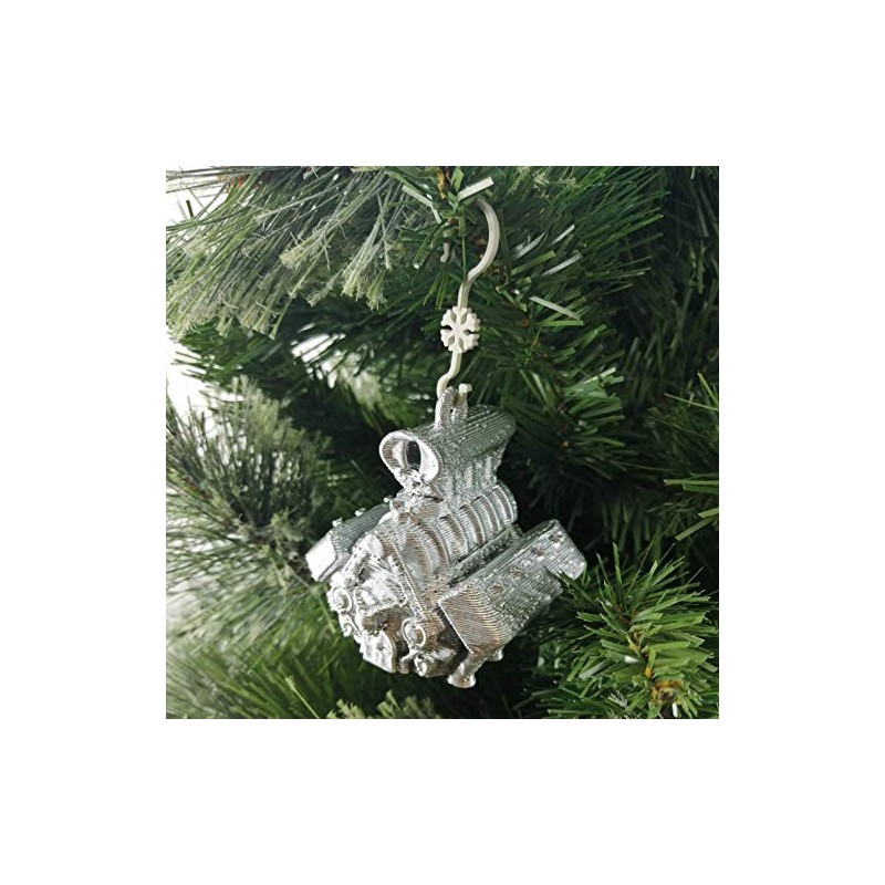 Jabtek V8 Engine Christmas Tree Bauble Silver