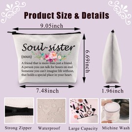 PLITI Sister Gifts from Sister Soul Sister Definition Makeup Bag Best Sister Gift Soul Sister Best Friend BFF Gift for Women (Soul-sister noun U)
