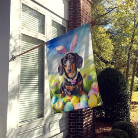 Caroline's Treasures DAC5006CHF Dachshund Easter Egg Hunt House Flag Large Porch Sleeve Pole Decorative Outside Yard Banner Artwork Wall Hanging, Polyester, House Size, Multicolor