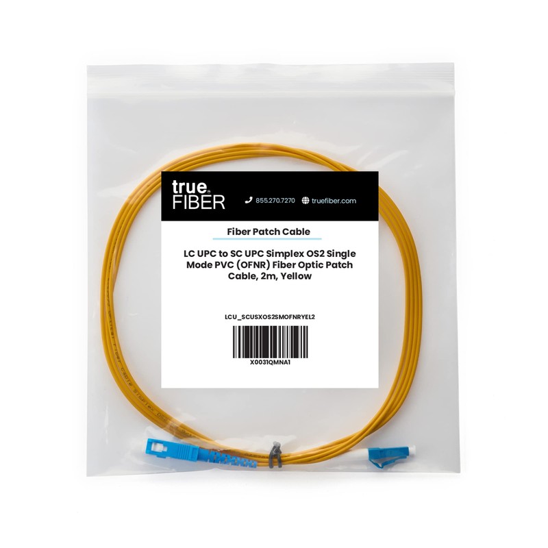 trueCABLE LC to SC OS2 Fiber Patch Cable, 2m (6.56ft),