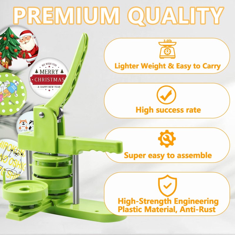 Button Maker Machine 75mm (3 in) Installation-Free, DIY Button Pin