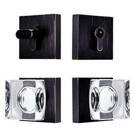 coolnews Crystal Glass Door Locks with Deadbolts, Entry Door Knob and Deadbolt Lock Set, Oil Rubbed Bronze
