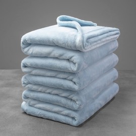 Mellowdy Extra Thick Hearty Plush Flannel Blanket (Light Blue, 60x80) - 500GSM Twin Size Warm Blanket for Winter, Fall | Soft, Fluffy, Cuddly, Perfect for Bed, Oversized Throw for Couch, Sofa