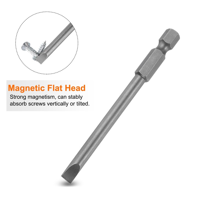 sourcing map 10pcs SL5 Magnetic Slotted Screwdriver Bits 5mm S2