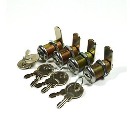 4/Pk 1-1/8" Double Bitted Cam Lock with 6-Disc Tumbler, Keyed Alike with 2 Keys
