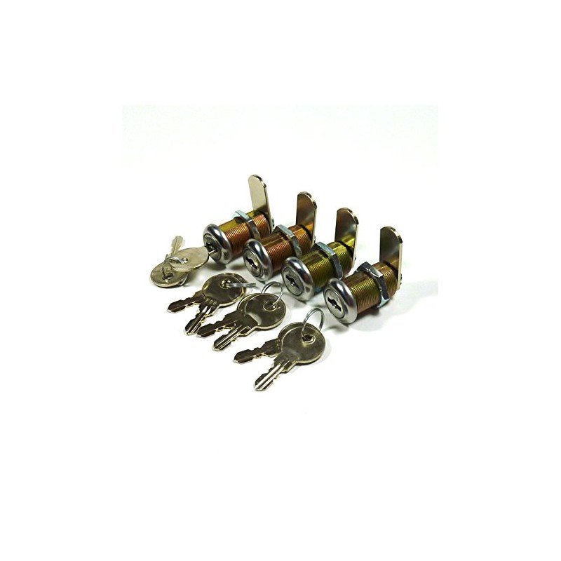 4/Pk 1-1/8" Double Bitted Cam Lock with 6-Disc Tumbler, Keyed