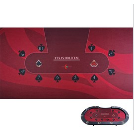Luckin Sports 108 X 56 inch Texas Hold'em Professional Casino Poker and Gambling Table Cloth Felt. 100% Durable Fabric, Waterproof and Stain Resistant, Washable and Ironable. (Red/N)
