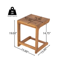 THINK 30 Ashwell Acacia Wood Side Table, End Table for Patio, Garden, Lawn and Living Room, Teak Color