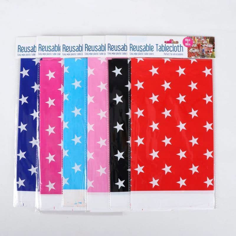 Table Cloth PVC Star Print Waterproof Reusable 108 x 180cm