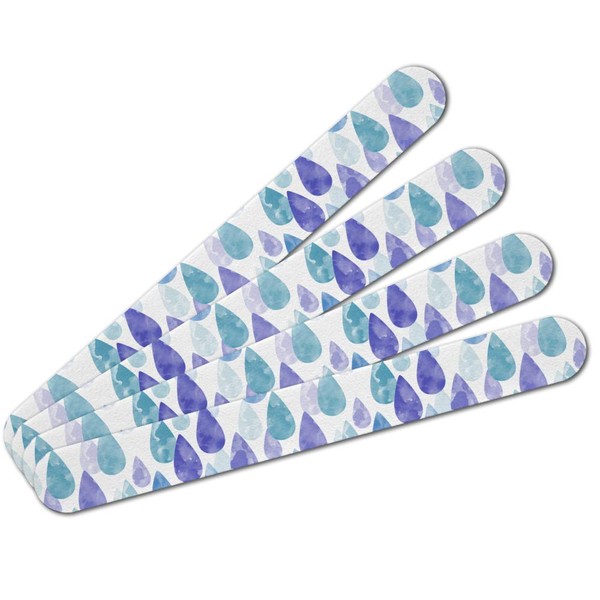 Watercolor Raindrops Pattern Double-Sided Nail File Emery Board Set 4