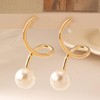 Xerling Gold Spiral Threader Earrings with Pearl Dangle Elegant Twisted