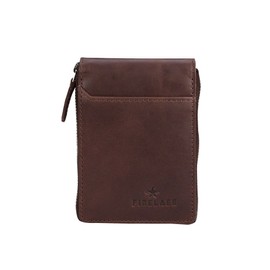 FINELAER Genuine Leather Vertical Zip Wallet RFID Blocking Compact Design 9 Card Slots, Dark Brown, Small, Minimalist