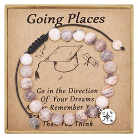 GBTBYS Graduation Gifts, Natural Stone Compass Bracelets, Going Places Graduate College High School Inspirational Gift for Women