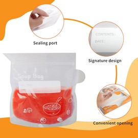 Soup Bags Freezer Liquids Bags Thick and Durable Curry Bags to store soups,sauces and Smoothie in freezer.