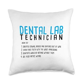 DesignsByJnk5 Doctor Dental Lab Technician Definit. Dentist Sayings Throw Pillow, 18x18, Multicolor