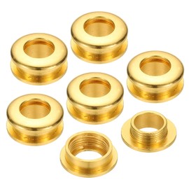 PATIKIL 8mm(1/3 inch) Solid Brass Hole Eyelets, 6 Pcs Arc Surface Self Backing Grommets with Washer for Shoes Clothes Crafts Bag Leather Craft, Gold Tone