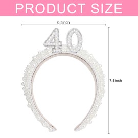 ANBALA 40 Birthday Hairband 40th Birthday Decorations for Women 40th Birthday Gifts