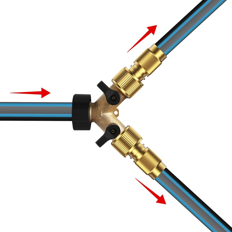 Mdlufee 3/4 inch Tap Y Splitter, Brass Manifold Two Way