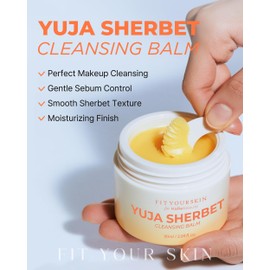 FIT YOUR SKIN Yuja Sherbet Cleansing Balm - Korean Makeup Remover with Citron Extract Vitamin C Oil Cleanser Moisturizing Sebum Control Gentle Pore Care - Fresh Yuzu Scent, 3.04 fl.oz