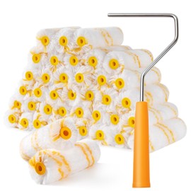 Mister Rui Paint Roller, Nylon Paint Roller, with Length 4 inches (100 mm), Medium Pile 12 mm, Used for Oil and Water Paints, Nylon Roll Cover x 20, Paint Roller Hanger x 1