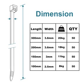 Cable Ties Black Set 100/150/200/300 mm, Pack of 200, Cable Ties UV-Resistant for Indoor and Outdoor Use TASKTACKER