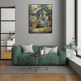 CHWGLFGG Flower Paint by Numbers Kit for Adults On Canvas,DIY Easy Adult Paint by Number Kits Garden House,Paint by Color Acrylic Paint Painting Butterfly Home Wall Decor 16x20inch (Without Frame)