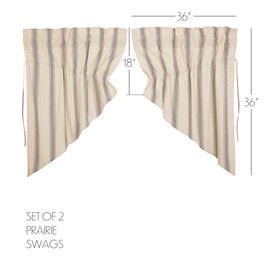 VHC Brands Grace 4 PC Creme Curtain Set (2 Prairie Swag 36x18 and 2 Tier 24x36)