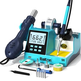 BK602S 2 in1 Soldering Iron Hot Air Rework Station,Digital Soldering Welding Iron Kit for Electronic DIY Circuit Work, Rapid Heat up Solder Station,Auto Sleep,ºC/ºF Conversion