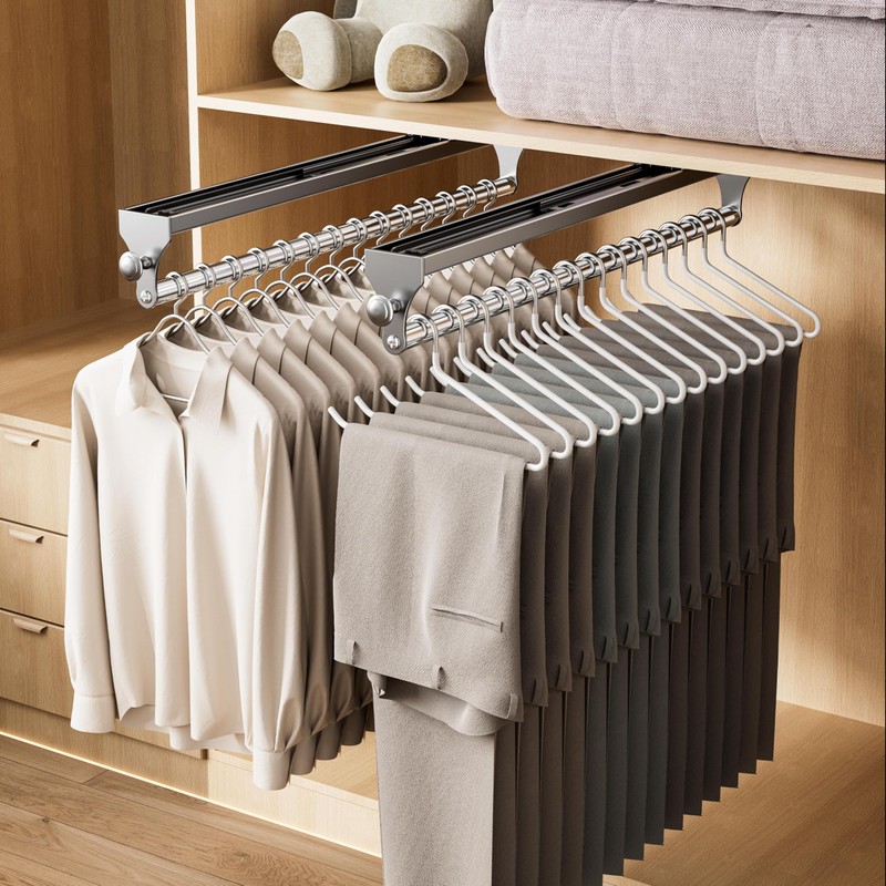 CICUFY Pull Out Closet Rod, 13.7inch Heavy Duty Pants Rack,