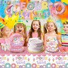 157pcs Four Ever Sweet Birthday Decorations Girl Include Banner, Hanging,