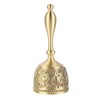 Hand Call Bell 4.7in Long Pure Brass Exquisite Carved Pattern
