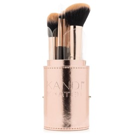 Kandi Koated Makeup Brushes Set with Faux Leather Travel Case [Rose Gold] Synthetic Makeup Brush Kit with Daily Affirmations by Kandi Burruss | Cruelty-Free | Beauty & Makeup