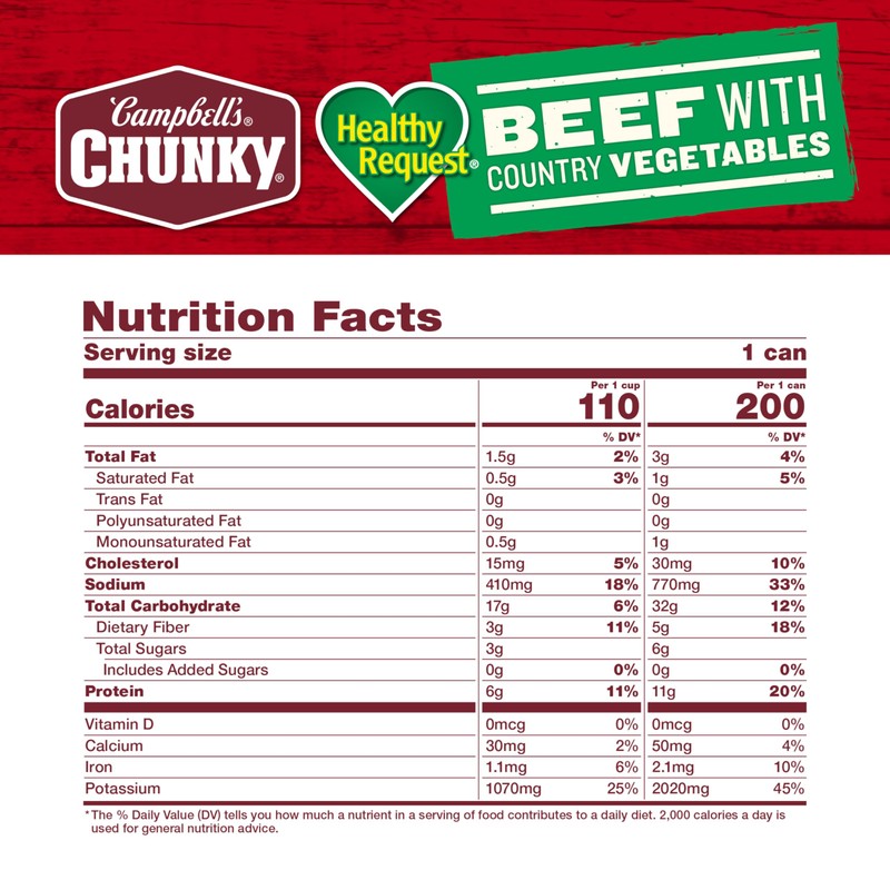 Campbell’s Chunky Healthy Request Soup, Beef Soup with Country Vegetables,