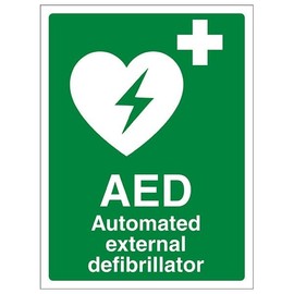 V Safety AED Automated External Defibrillator 150 x 200 mm - 3mm Brushed Aluminium Composite Safety Sign