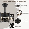 18.5" Black Caged Ceiling Fan with Light, Reversible Motor, 6