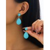 Turquoise Drop Earrings for Women – Clip-On Design with Oval