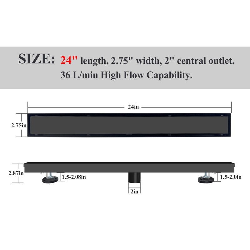 Zenomize 24 Inch Linear Shower Drain Gold Floor Drain with