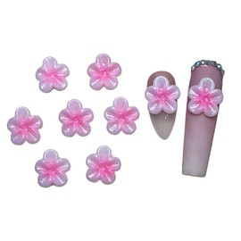 HaFLoNa Set 8Pcs Gel White Pink 3D Flowers Nails Charms Handmade by Gel, Design For Medium & Long Nail 3D Flower For Nail Art Floral Salon Decor For Women Girls (White Pink Apricot-Large 10PCs)