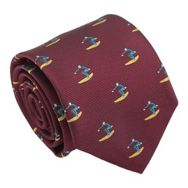 DQT Men's Embroidered Sports Design Novelty Classic Tie (Burgundy Surfing)