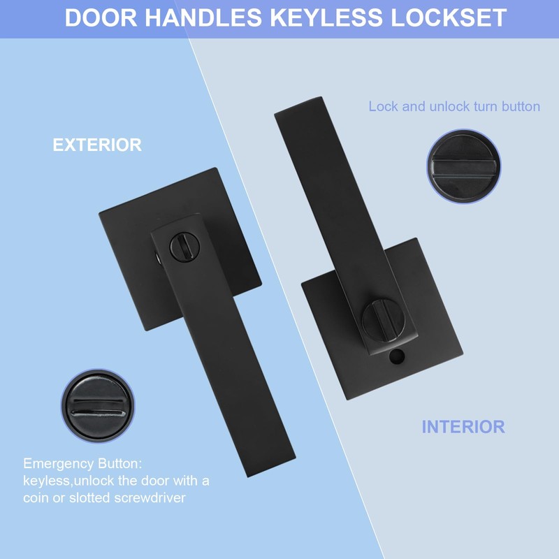 RAZCC Privacy Door Levers, 5 Pack Matte Black Door Handles,