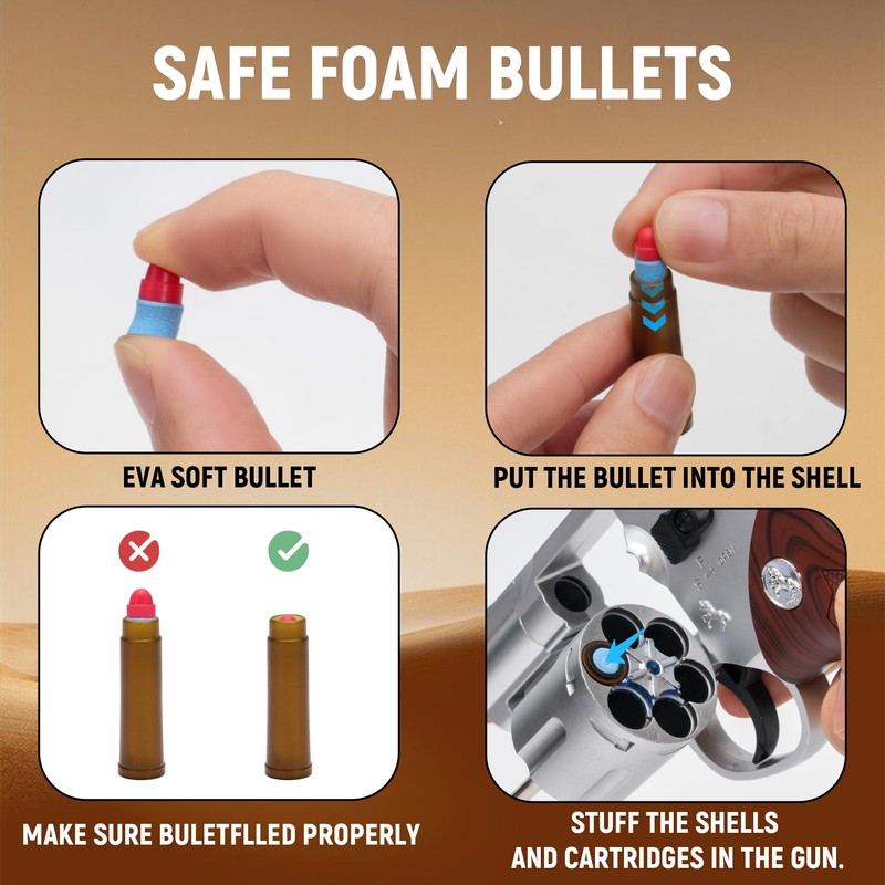 EVA Foam Soft Bullets Compatible with monochildoing Revolver Toy Foam