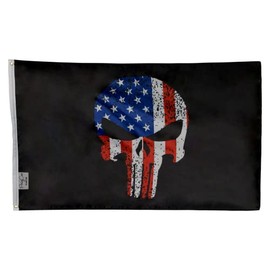Skull USA Flag Banner 3X5 Feet Black American Red White and Blue