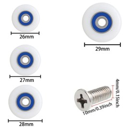 Leliafleury 8 Sets Shower Door Wheels 28mm Shower Door Rollers Replacement Rollers Runners for Bathroom